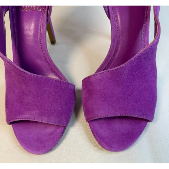 Vince Camuto Alinton Purple Suede Size 7 High Stiletto Peeptoe Heel Pumps Formal - Picture 4 of 13
